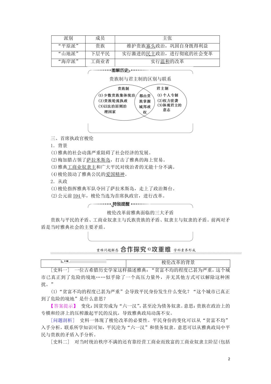 高中历史 第1单元 梭伦改革 第1课 雅典城邦的兴起（教师用书）教案 新人教版选修1-新人教版高二选修1历史教案_第2页