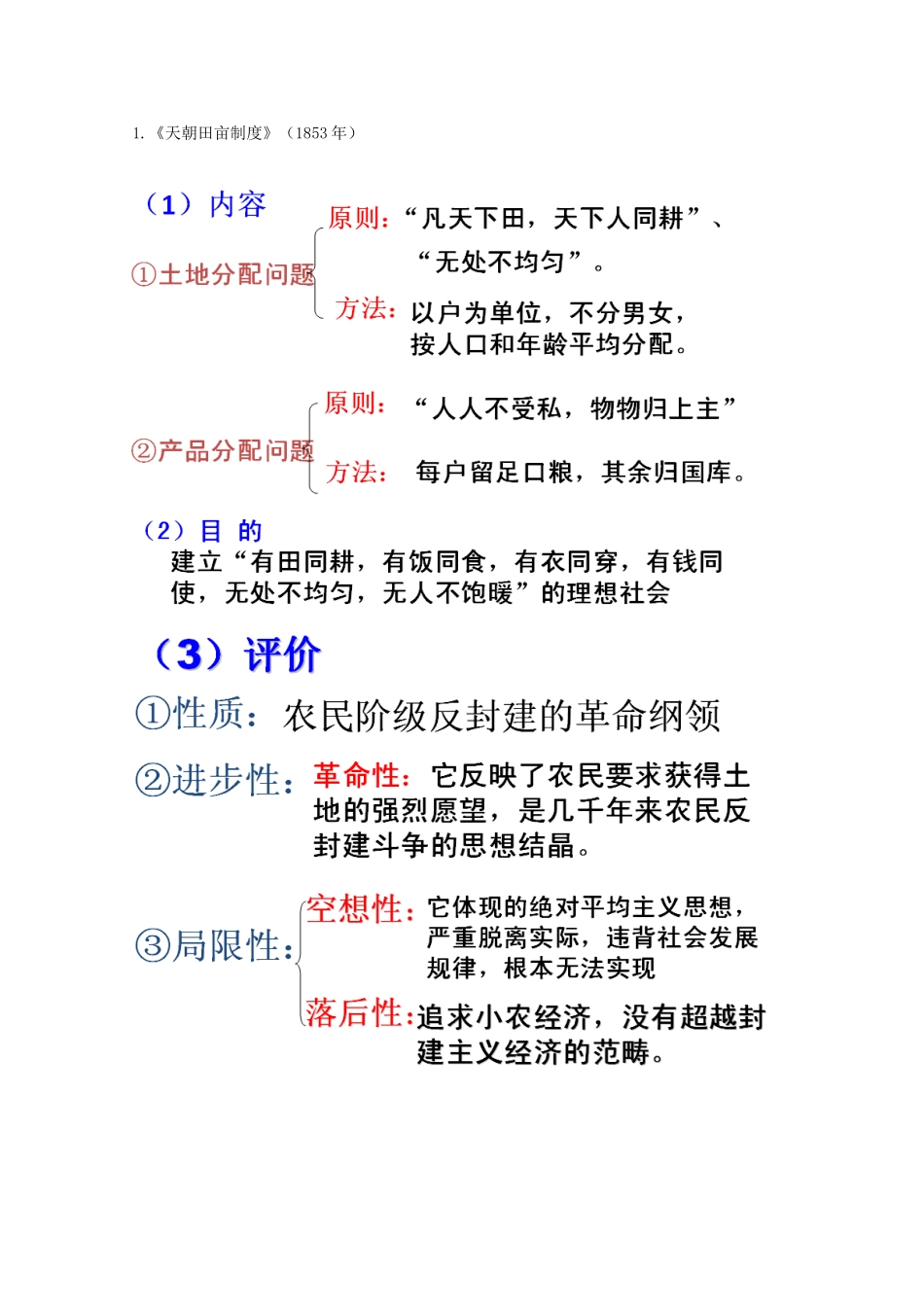 高中历史 第11课 太平天国运动知识点总结素材 新人教版必修1-新人教版高一必修1历史素材_第2页