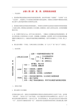 高中历史 第1课　夏、商、西周的政治制度教学案 新人教版必修1