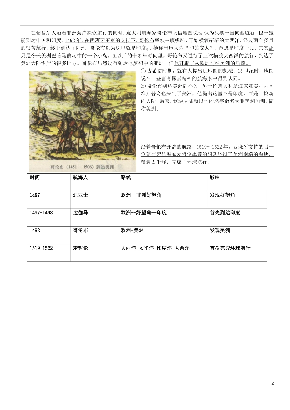 高中历史 开辟新航路“三合一”备课笔记 新人教版必修2_第2页