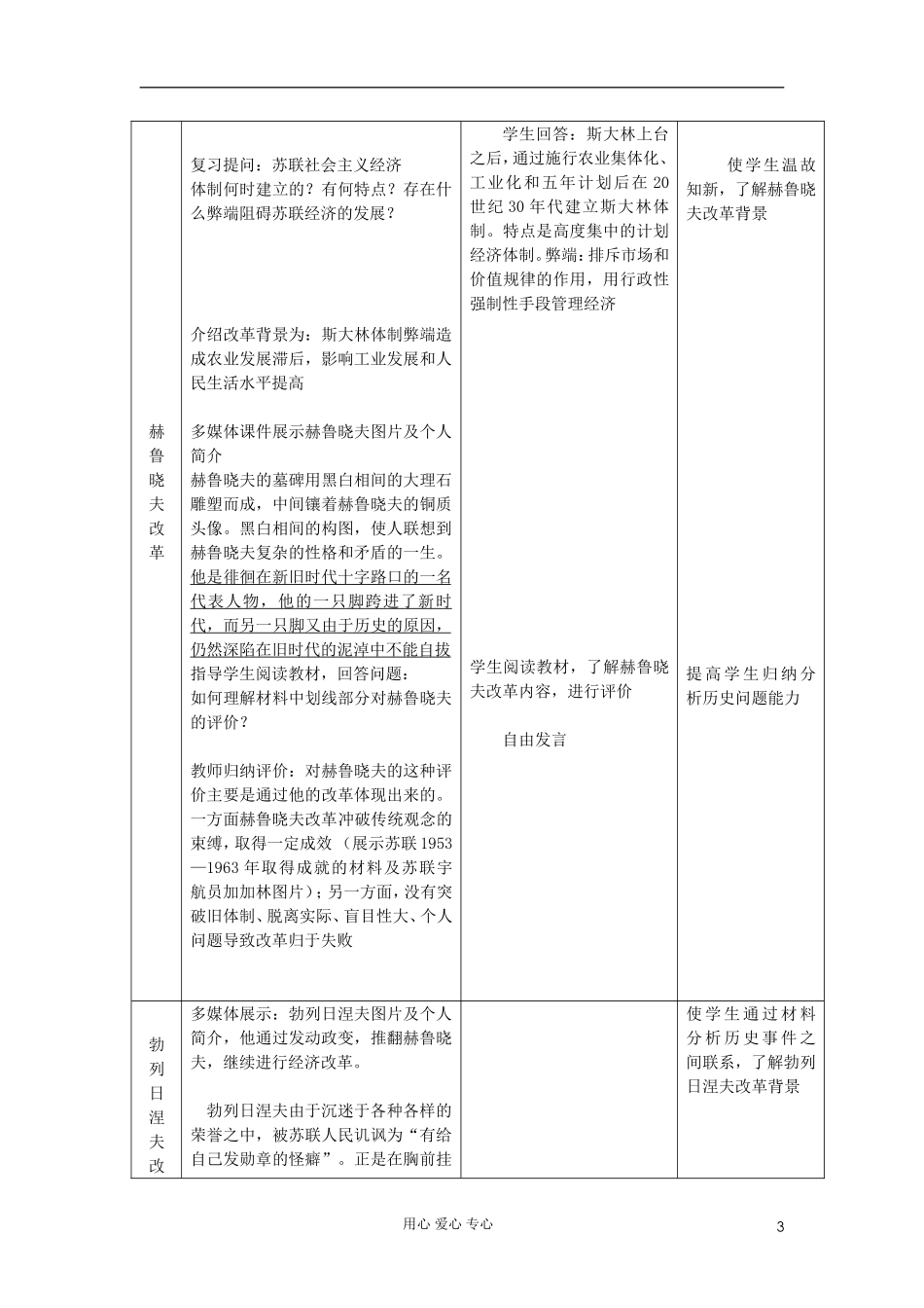 高中历史 第17课 苏联的经济改革教学设计 岳麓版必修2_第3页