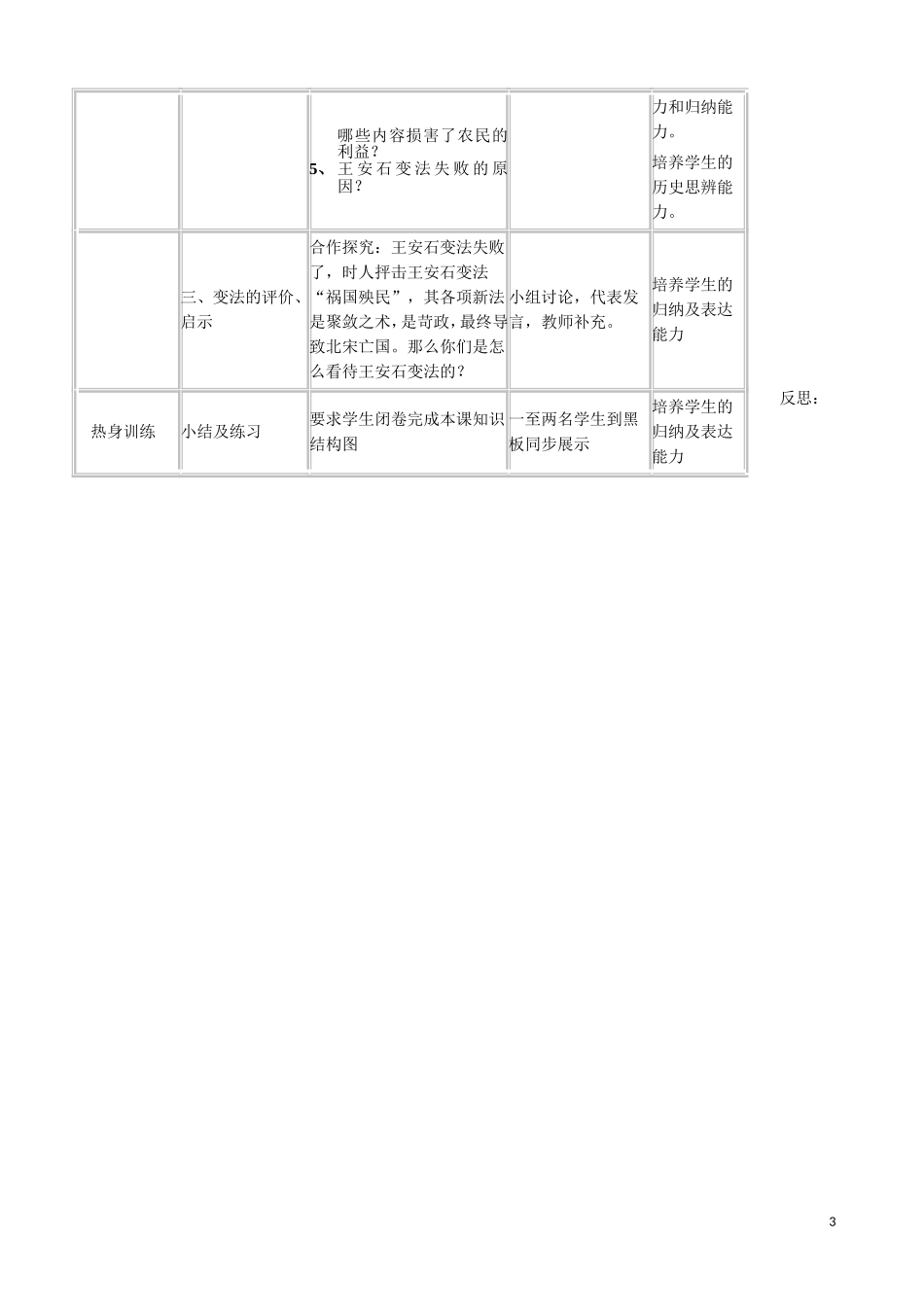 高中历史 王安石变法背景复习课教学设计 人民版选修1-人民版高三选修1历史教案_第3页