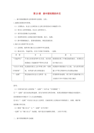 高中历史 第23课 新中国初期的外交知识点总结素材 新人教版必修1-新人教版高一必修1历史素材