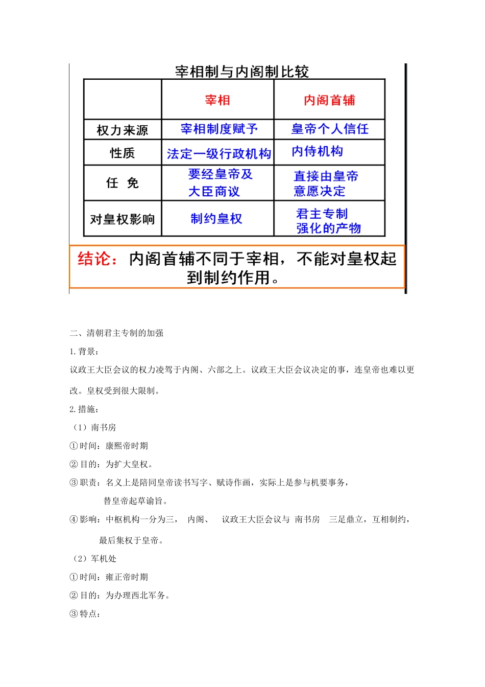 高中历史 第4课 明清君主专制的加强知识点总结素材 新人教版必修1-新人教版高一必修1历史素材_第3页