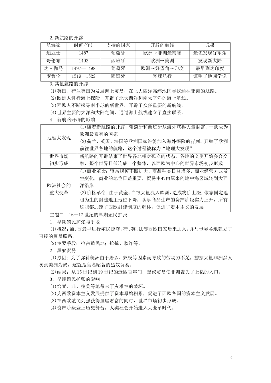 高中历史 第3单元 走向整体的世界单元小结与测评教学案 新人教版必修《中外历史纲要下》-新人教版高一必修历史教学案_第2页
