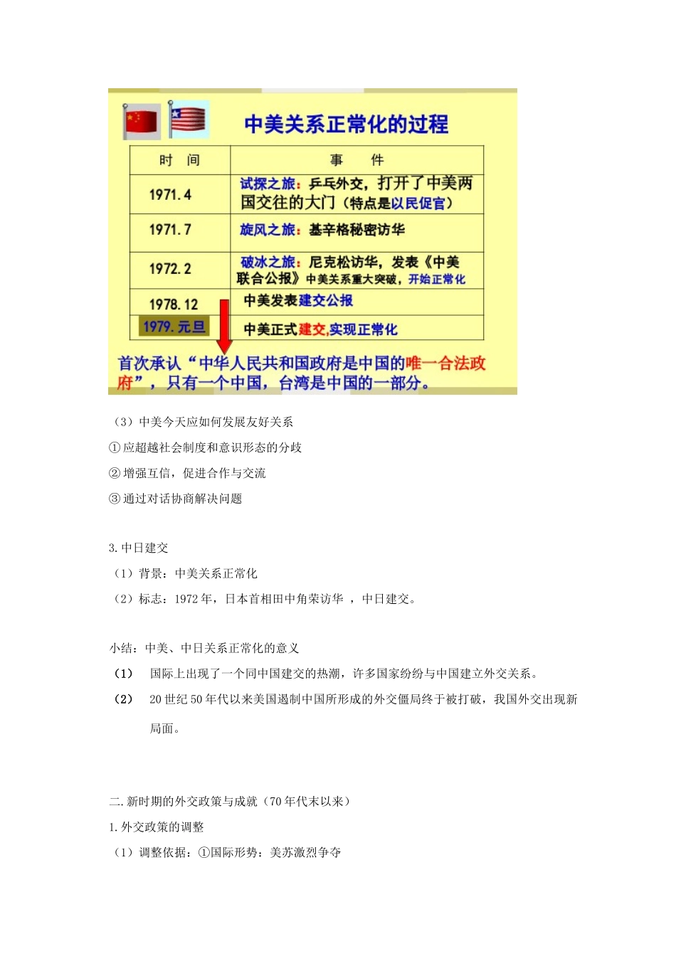 高中历史 第24课 开创外交新局面知识点总结素材 新人教版必修1-新人教版高一必修1历史素材_第2页