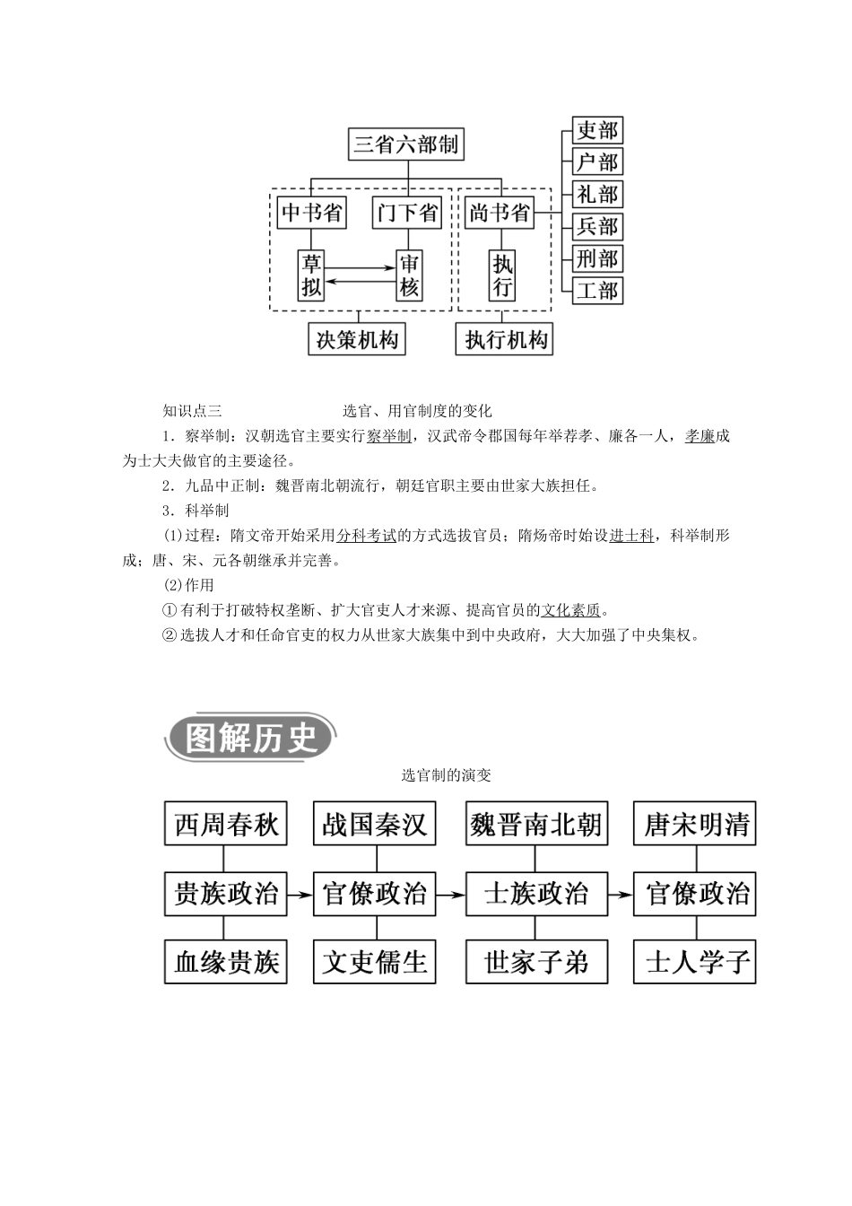 高中历史 第一单元 古代中国的政治制度 第3课 从汉至元政治制度的演变学案（含解析）新人教版必修1-新人教版高一必修1历史学案_第3页