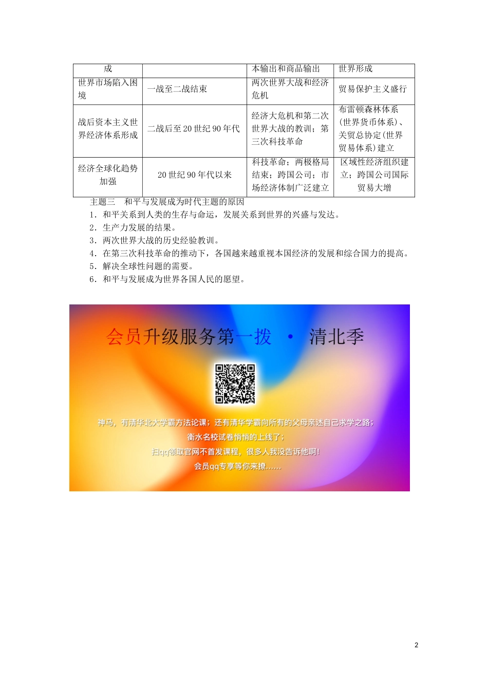 高中历史 第9单元 当代世界发展的特点与主要趋势单元小结与测评教学案 新人教版必修《中外历史纲要下》-新人教版高一必修历史教学案_第2页