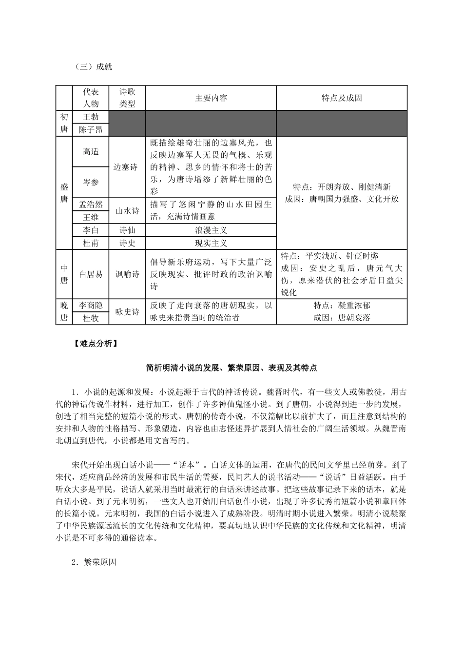 高中历史 第三单元 第9课《辉煌灿烂的文学》新人教版必修3-新人教版高二必修3历史素材_第2页