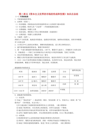 高中历史 第二单元《资本主义世界的市场的形成和发展》知识点总结 新人教版必修2-新人教版高一必修2历史素材