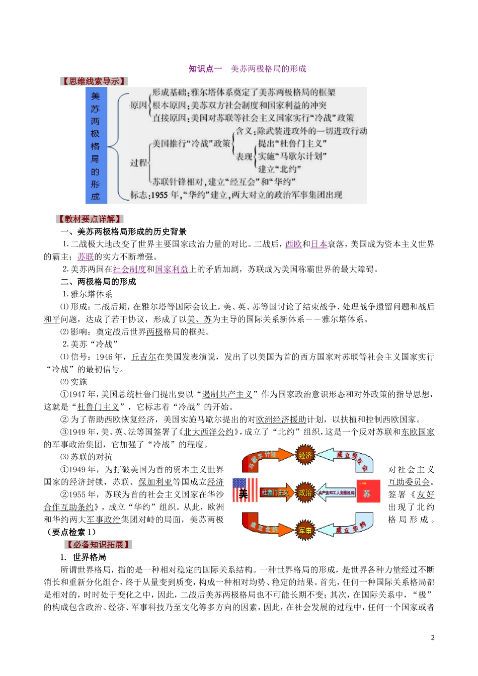 高中历史 第八单元 当今世界政治格局的多极化趋势教学案 新人教版必修1-新人教版高一必修1历史教学案_第2页