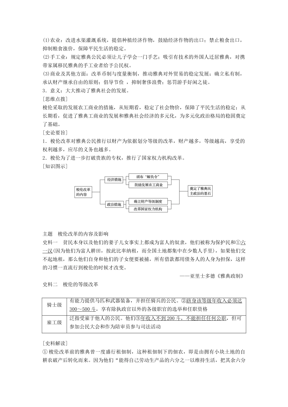 高中历史 第一单元 梭伦改革 第2课 除旧布新的梭伦改革教学案 新人教版选修1-新人教版高二选修1历史教学案_第3页