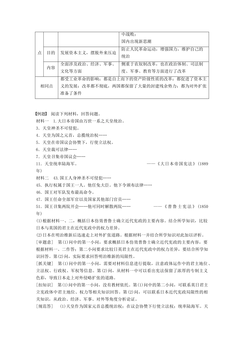 高中历史 第八单元 日本明治维新单元学习总结教学案 新人教版选修1-新人教版高二选修1历史教学案_第2页