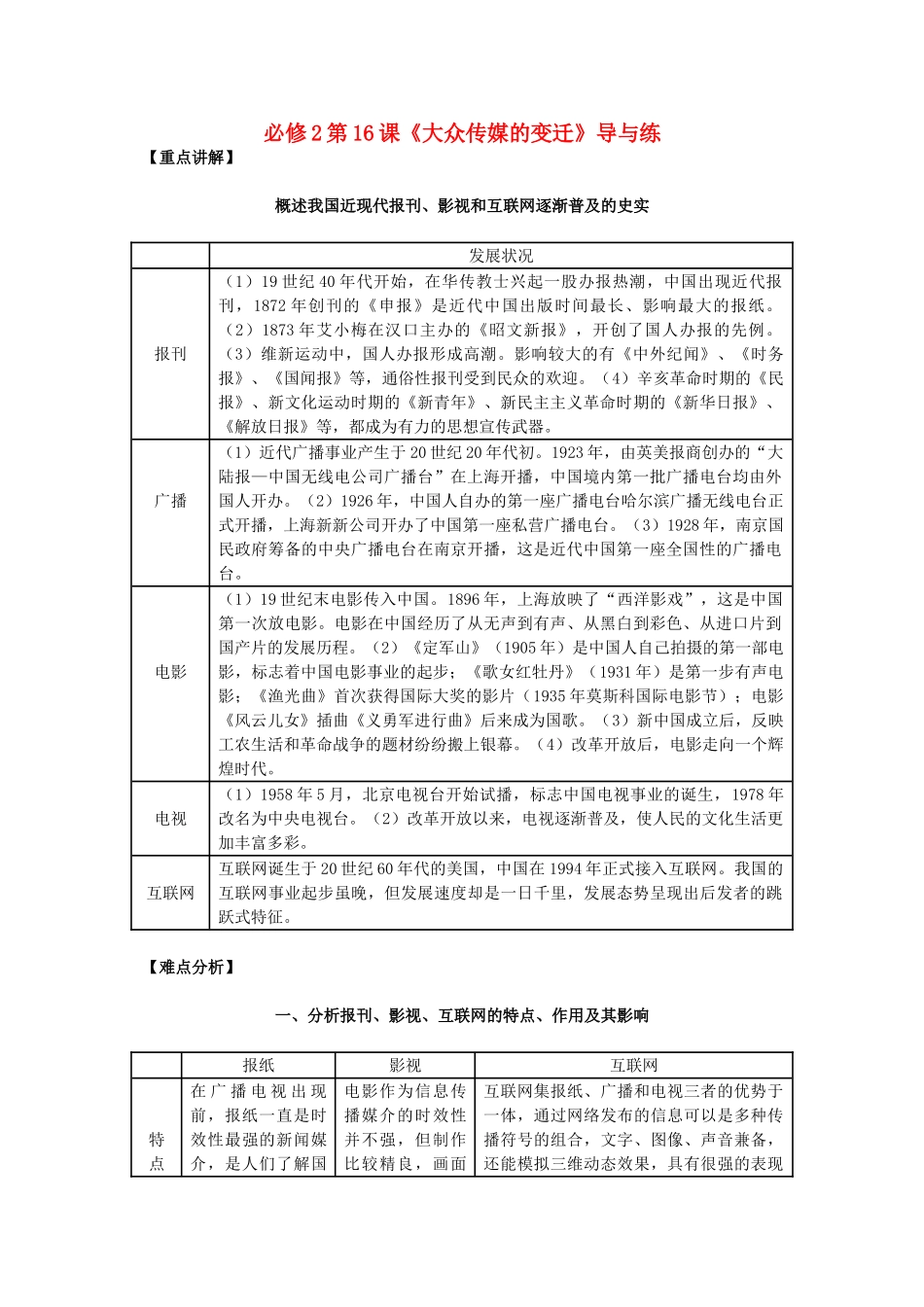 高中历史 第五单元 第16课《大众传媒的变迁》新人教版必修2-新人教版高一必修2历史素材_第1页
