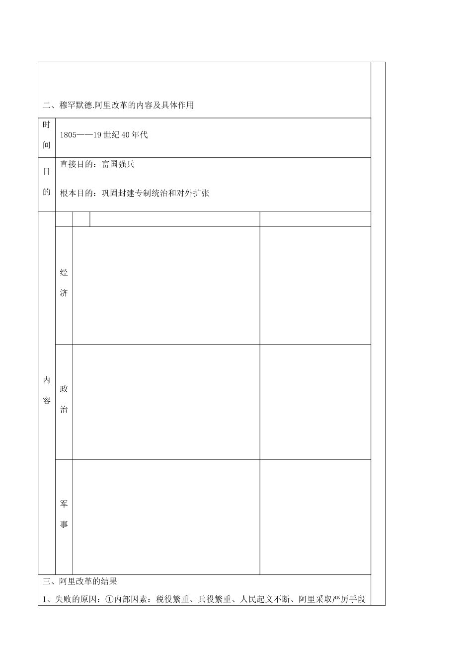 高中历史 第四单元 工业文明冲击下的改革 第13课 穆罕默德阿里改革教学案 岳麓版选修1-岳麓版高二选修1历史教学案_第2页