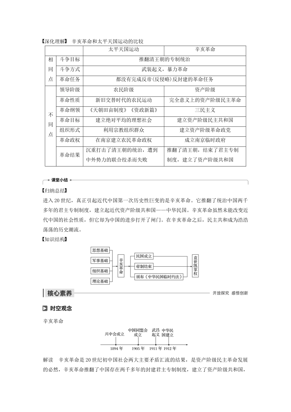 高中历史 第四单元 近代中国反侵略、求民主的潮流 第13课 辛亥革命学案（含解析）新人教版必修1-新人教版高一必修1历史学案_第3页