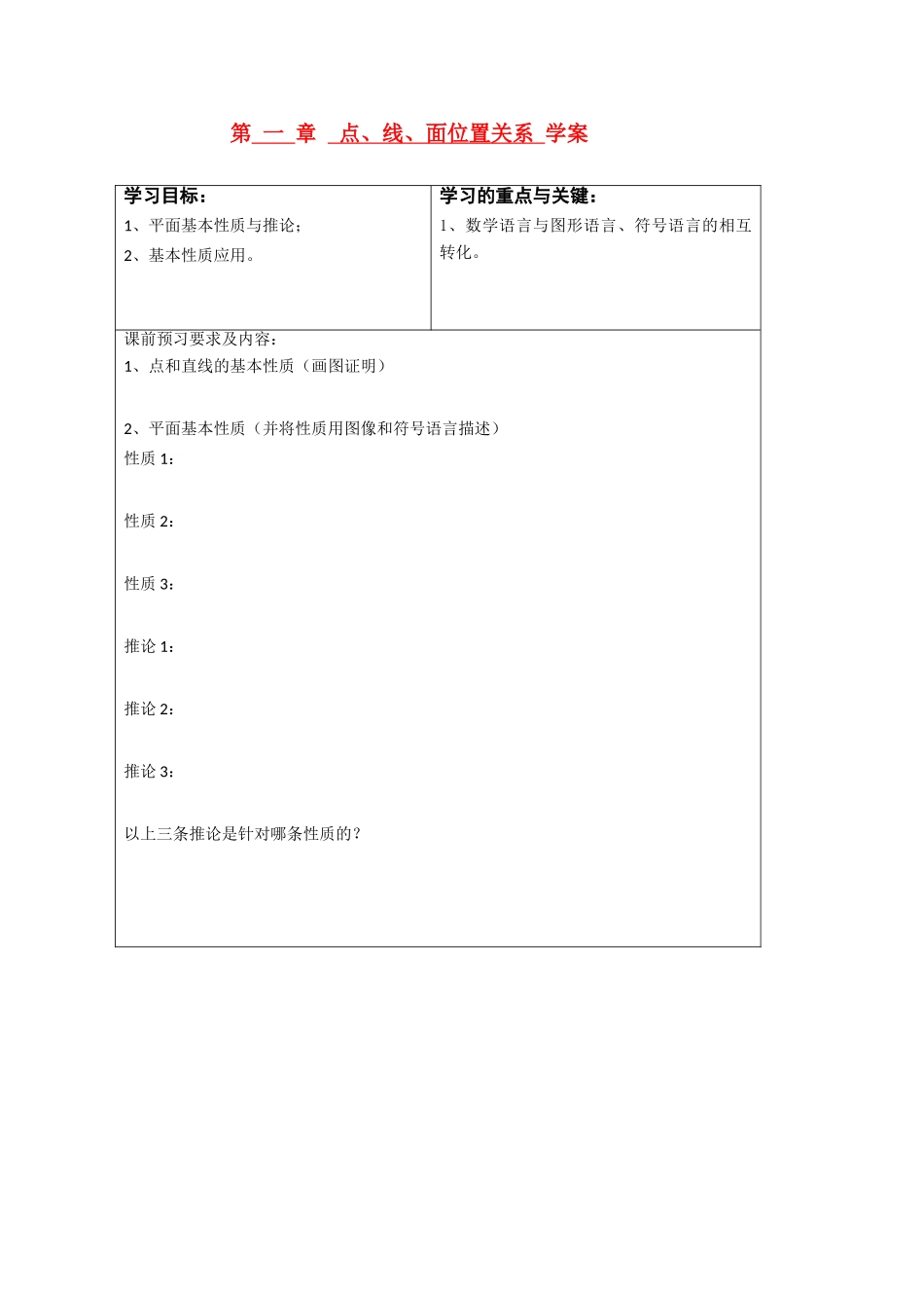 高中数学 1-2-1《点线面位置关系》学案 新人教A版必修2_第1页