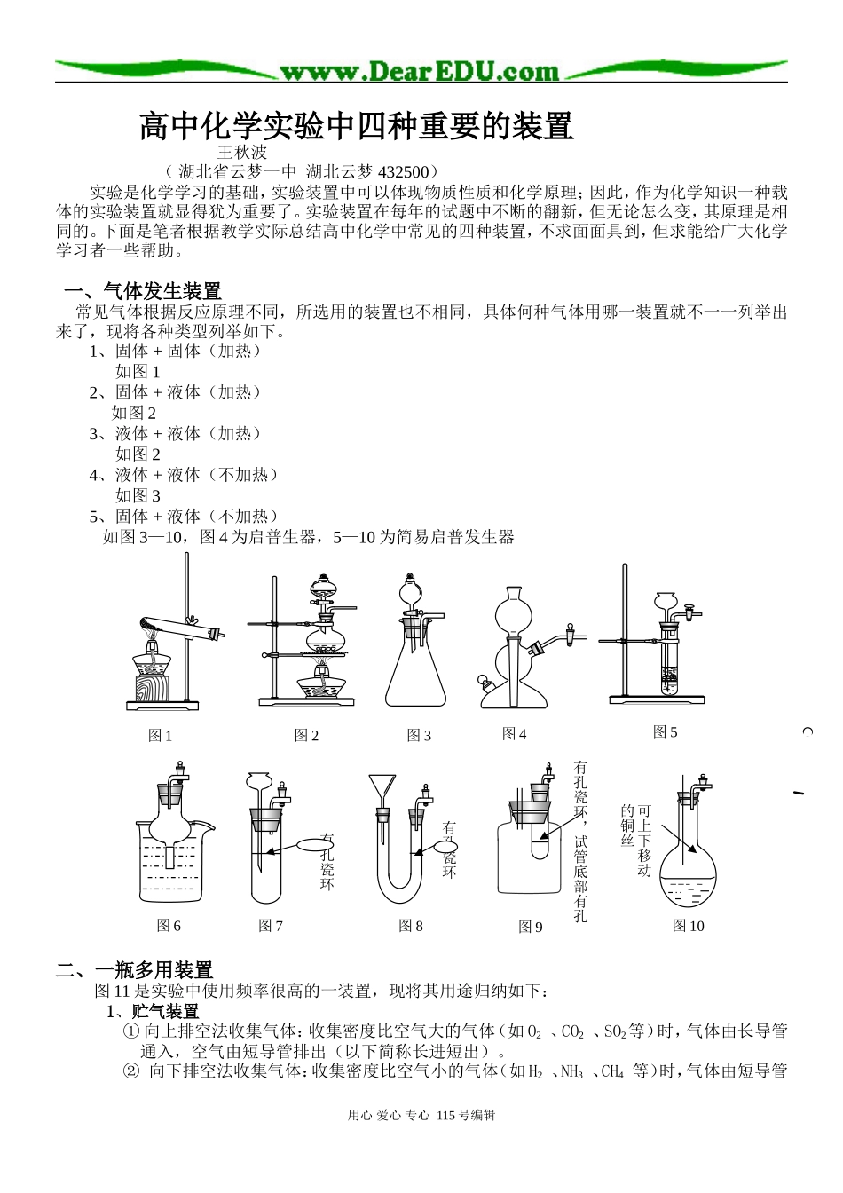 高中四种重要的实验装置人教版_第1页