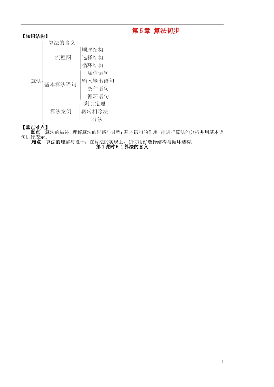 高中数学 1.1算法的含义学案 苏教版必修3-苏教版高二必修3数学学案_第1页
