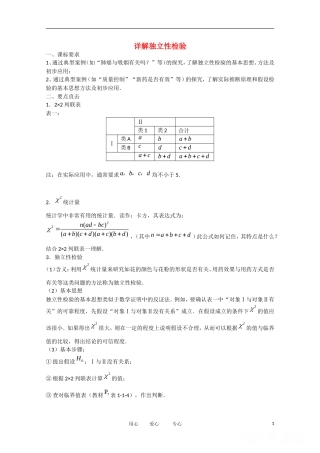 高中数学 1.2《独立性检验》素材 苏教版选修1-2