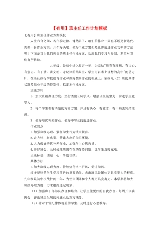班主任工作计划模板