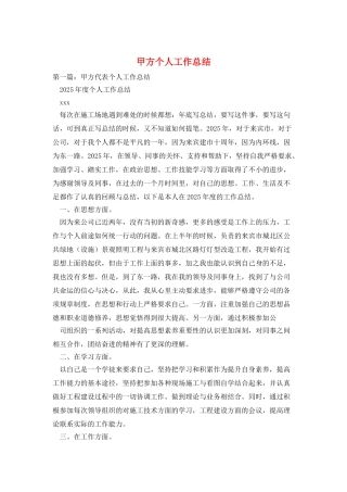 甲方个人工作总结