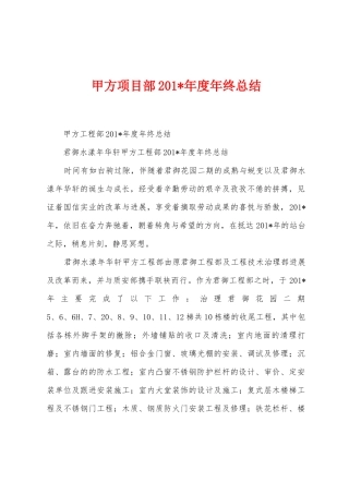 甲方项目部2025年年度年终总结