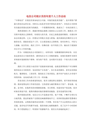电信公司统计员的年度个人工作总结