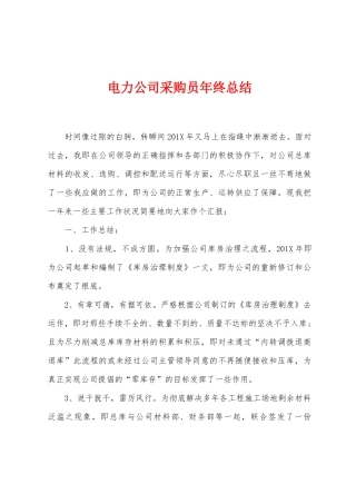 电力公司采购员年终总结