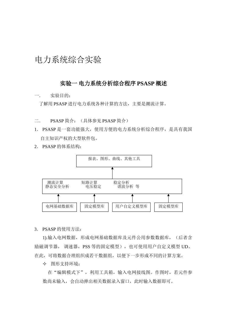 电力系统综合实验_第1页