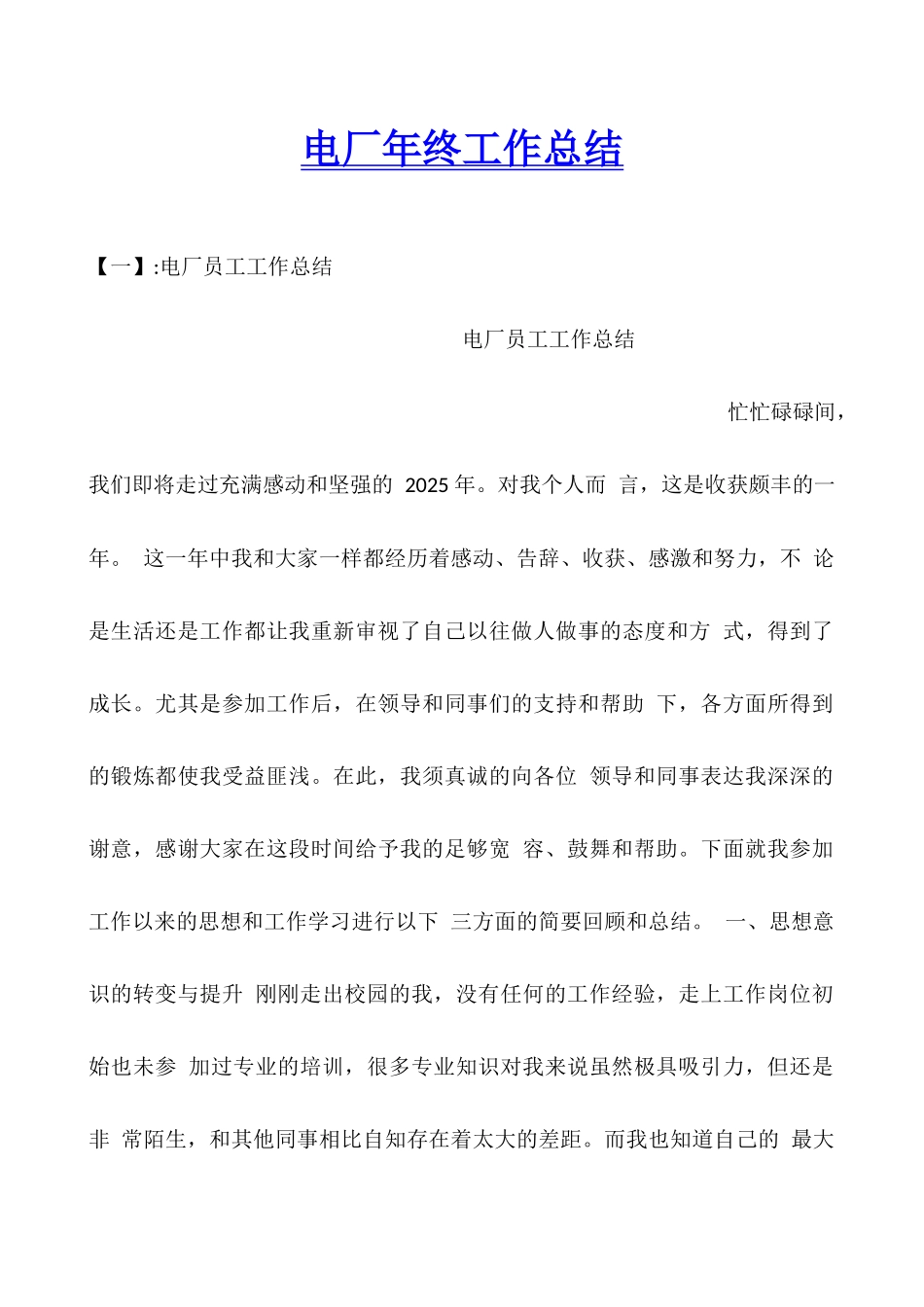 电厂年终工作总结_第1页