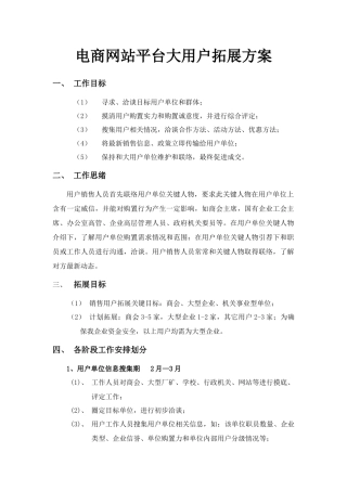 电商网站平台大客户拓展专项方案
