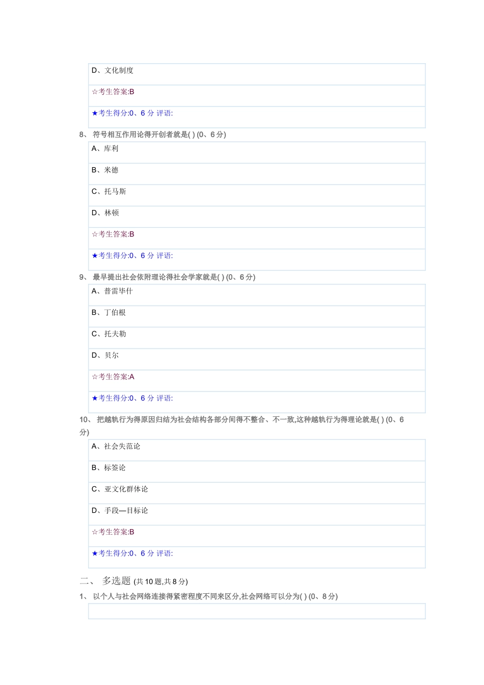 电大形考《社会学概论-1》期末试题_第3页