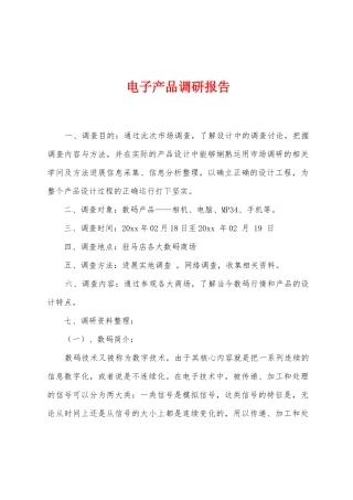 电子产品调研报告