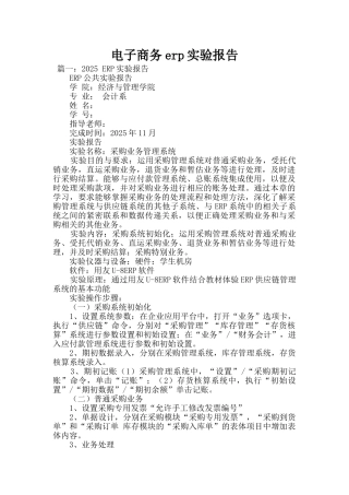 电子商务erp实验报告