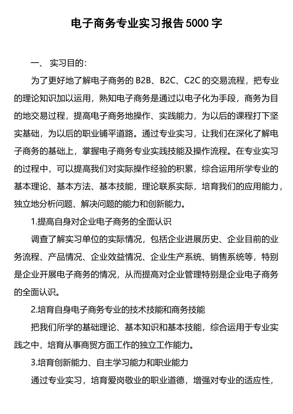 电子商务专业实习报告5000字_第1页