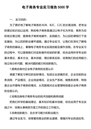 电子商务专业实习报告5000字