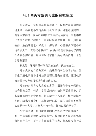 电子商务专业实习生的自我鉴定
