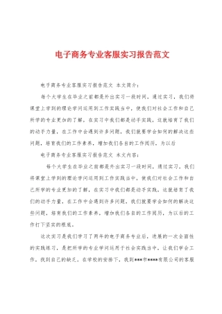 电子商务专业客服实习报告范文