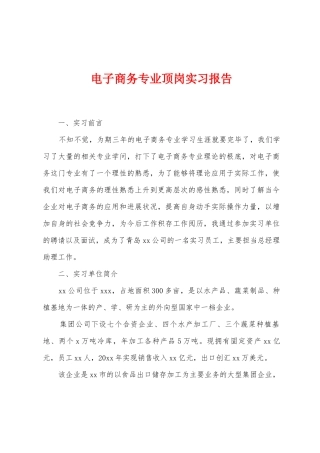 电子商务专业顶岗实习报告