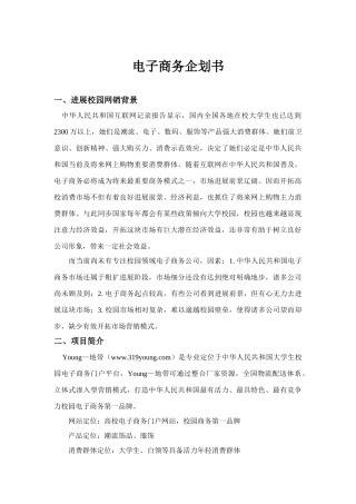 电子商务企划书样本