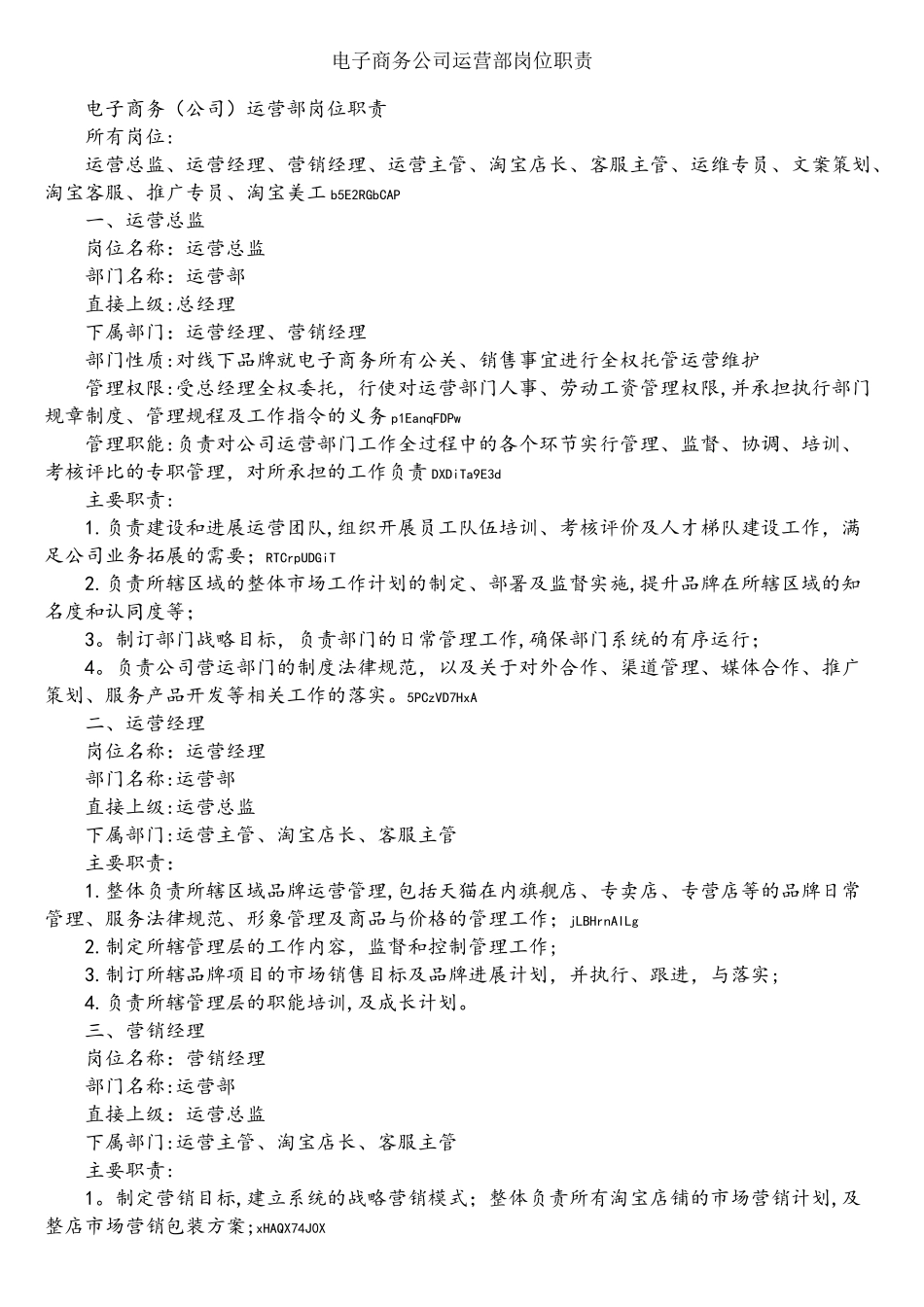 电子商务公司运营部岗位职责_第1页