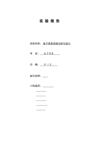 电子商务分析与设计暑期实践报告样本