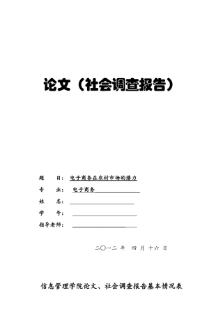 电子商务在农村市场的发展