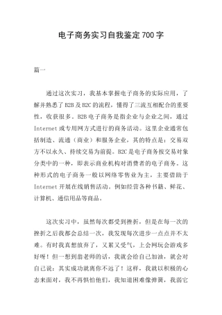 电子商务实习自我鉴定700字