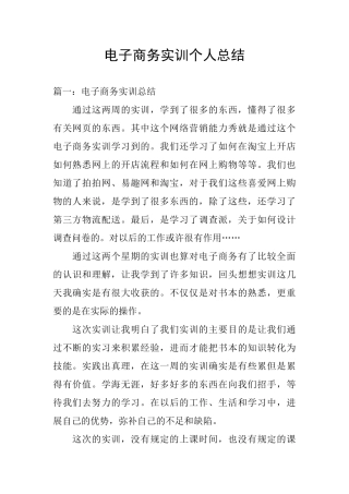 电子商务实训个人总结