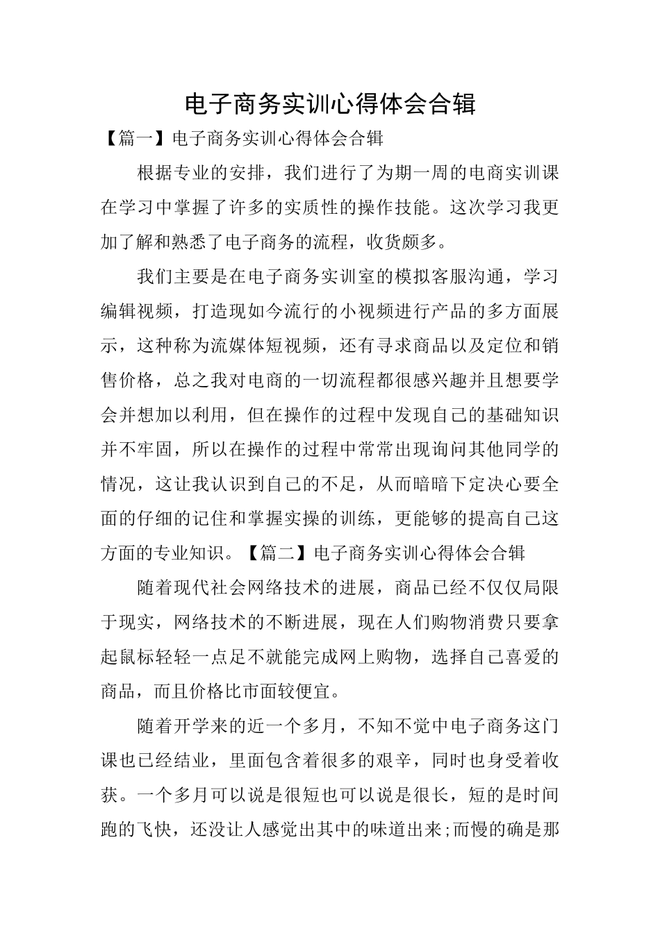 电子商务实训心得体会合辑_第1页