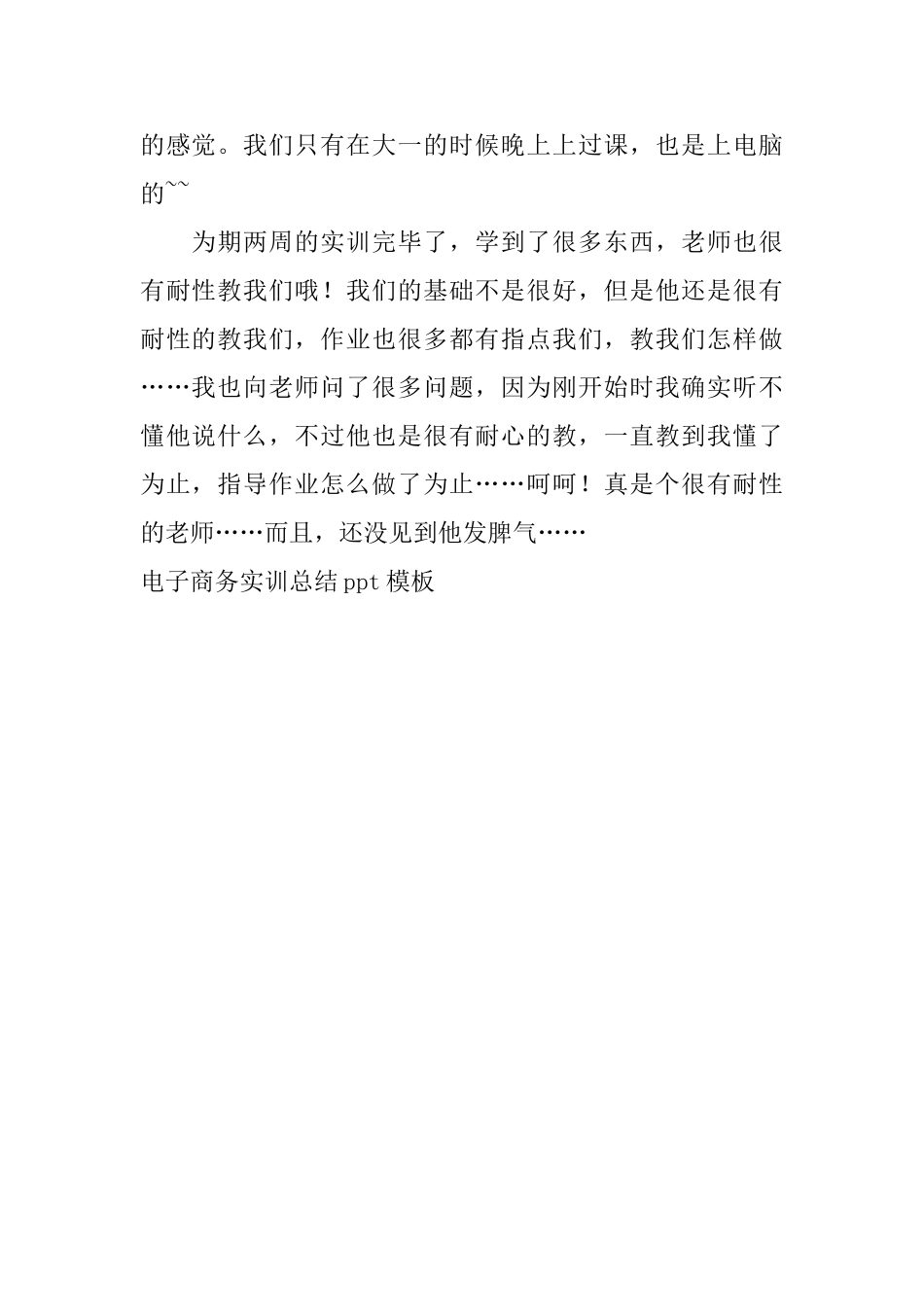 电子商务实训总结ppt模板_第2页