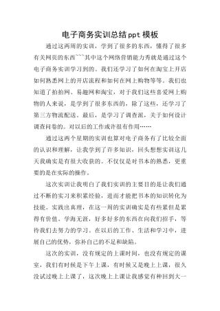 电子商务实训总结ppt模板
