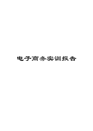 电子商务实训报告